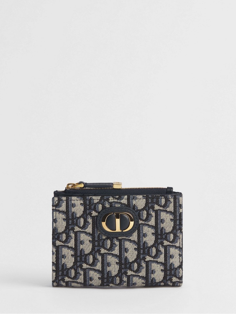 Dior 30 Montaigne Dahlia Card Holder Coin Pouch Blue Dior Oblique Jacquard
